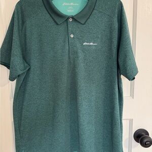 Eddie Bauer Men's Short Sleeve Collared Light Blue Polo Shirt Size L